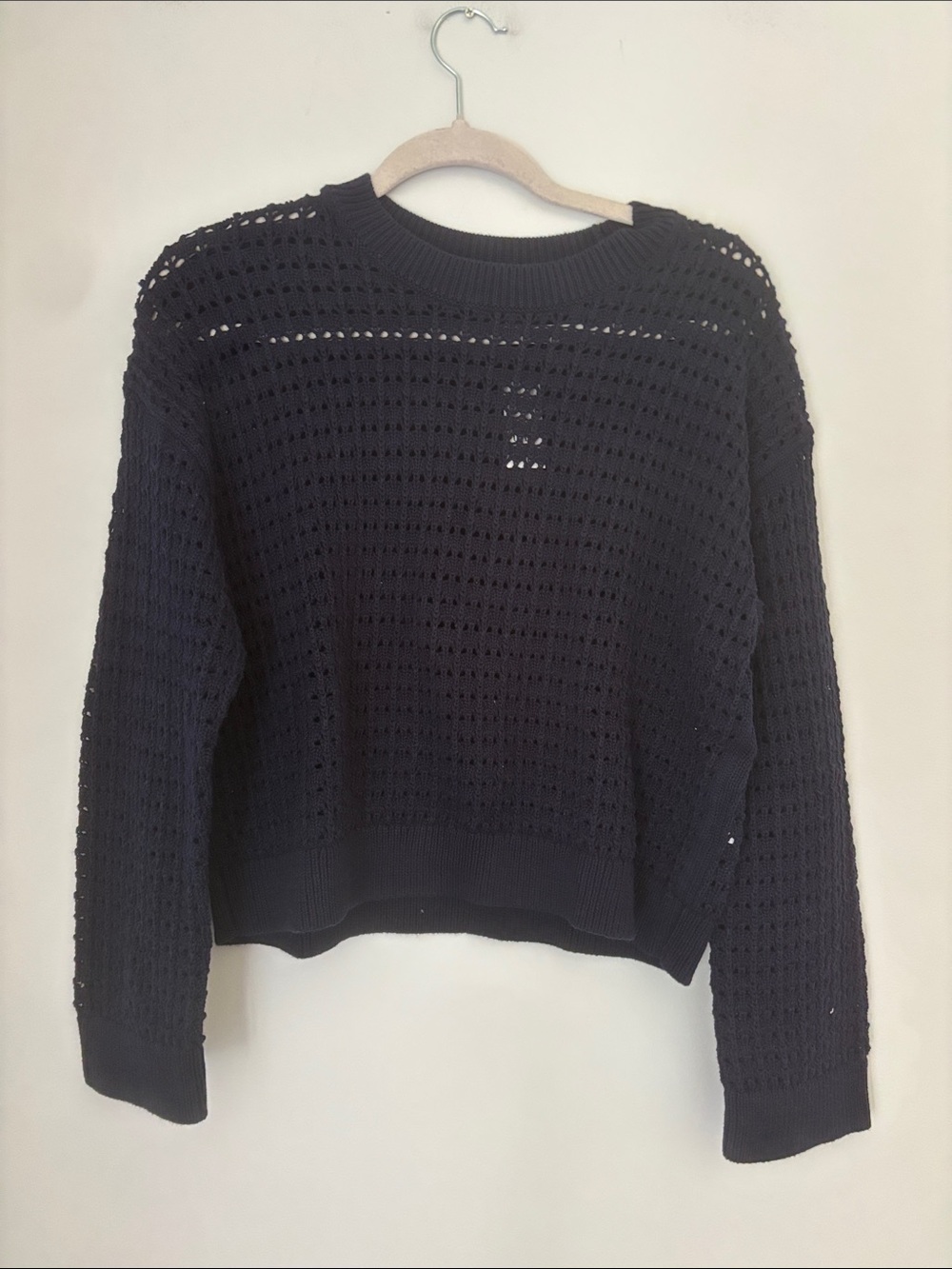 GAP Navy Crochet Crewneck Sweater Size Small NWT